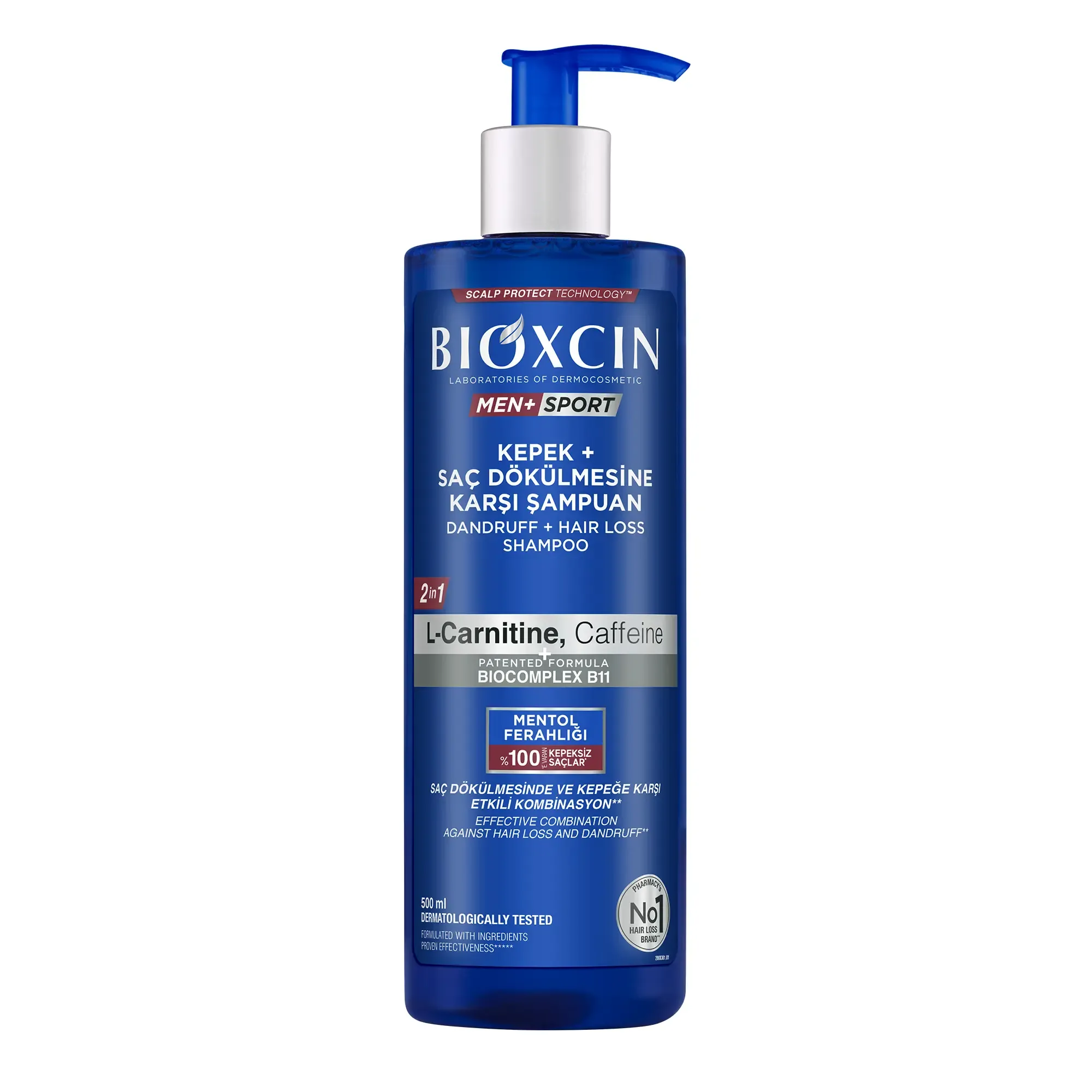 شامپو مردانه بیوکسین BIOXCIN ضد شوره و ضد ریزش مدل Men Sport حجم 500 میل